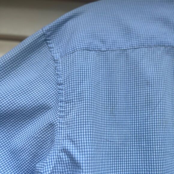 Van Heussen blue/white shirt-sleeved shirt, chest pocket, light & comfy, size L - Picture 7 of 7